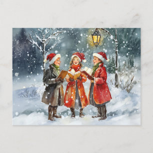 Modern Watercolor Christmas Carolers Postcard