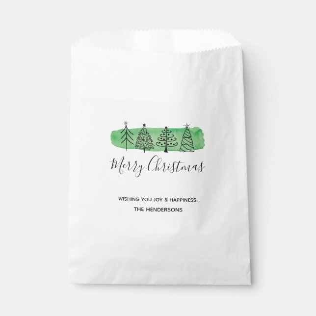 Modern Watercolor Christmas Favour Bag (Front)