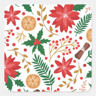 Modern Watercolor Christmas Green Pine Tree    Square Sticker