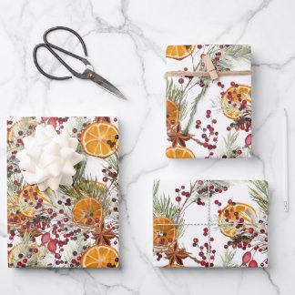 Modern Watercolor Christmas Invernal spices Wrapping Paper Sheet