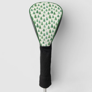 Modern Watercolor Christmas Pine Trees Seamless  Golf Head Cover