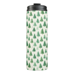 Modern Watercolor Christmas Pine Trees Seamless Thermal Tumbler