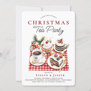 Modern Watercolor Christmas Tea Party  Invitation