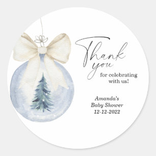 Modern Watercolor Christmas tree baby shower Classic Round Sticker