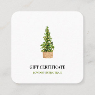 Modern Watercolor Christmas Tree Gift Certificate