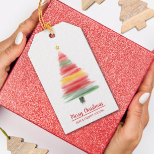 Modern Watercolor Christmas Tree Gift Tags