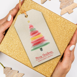 Modern Watercolor Christmas Tree Gift Tags