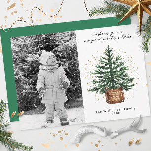 Modern Watercolor Christmas Tree Minimal Simple Holiday Card