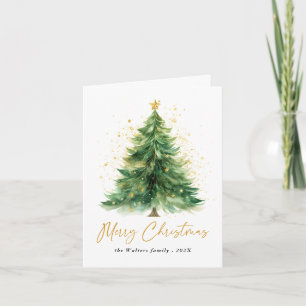 Modern Watercolor Christmas Tree Non Photo Card