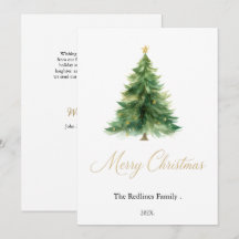 Modern Watercolor Christmas Tree Non Photo Holiday