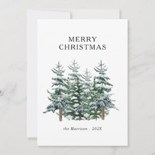 Modern Watercolor Christmas Tree Non Photo Holiday Card