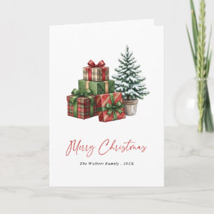 Modern Watercolor Christmas Tree Non Photo Holiday Card
