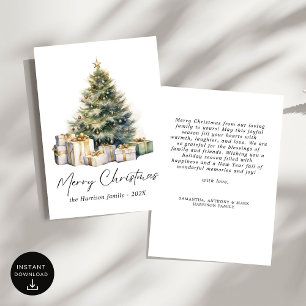 Modern Watercolor Christmas Tree Non Photo Holiday Card