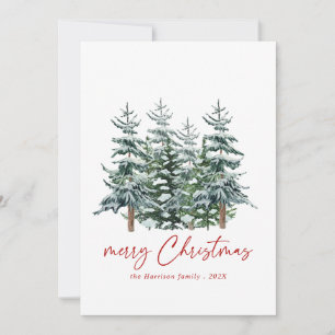 Modern Watercolor Christmas Tree Non Photo Holiday Card