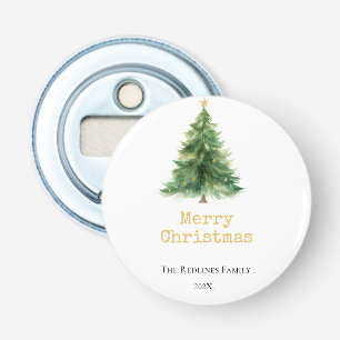 Modern Watercolor Christmas Tree Pape Bottle Opener