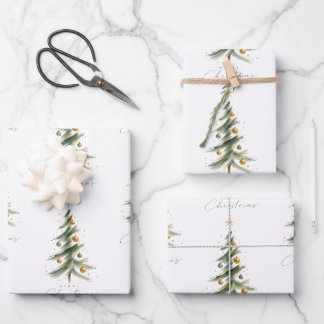 Modern Watercolor Christmas Tree Wrapping Paper