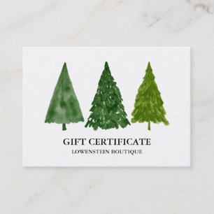 Modern Watercolor Christmas Trees Gift Certificate