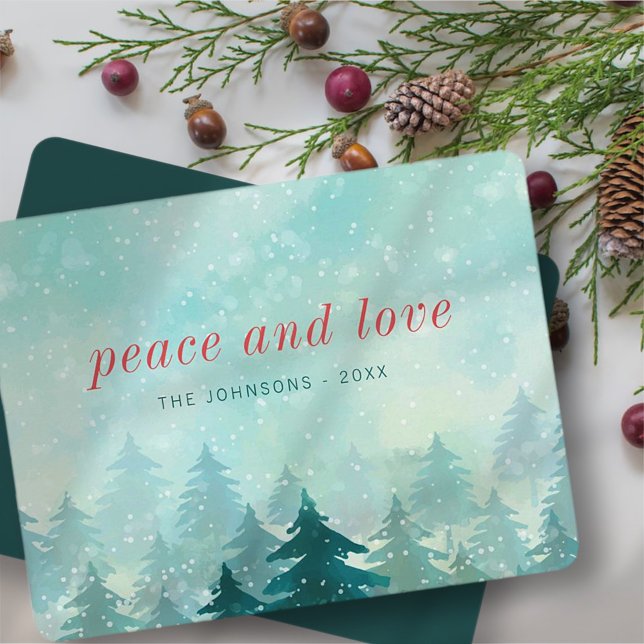 Modern Watercolor Christmas Winter Snow Forest Holiday Card (Creator Uploaded)