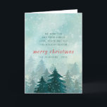 Modern Watercolor Christmas Winter Snow Forest Holiday Card<br><div class="desc">Design is composed of watercolor snow covered forest of pine trees

Available here:
http://www.zazzle.com/store/selectpartysupplies</div>