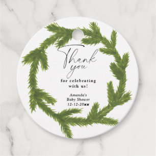 Modern Watercolor Christmas wreath baby shower Favour Tags