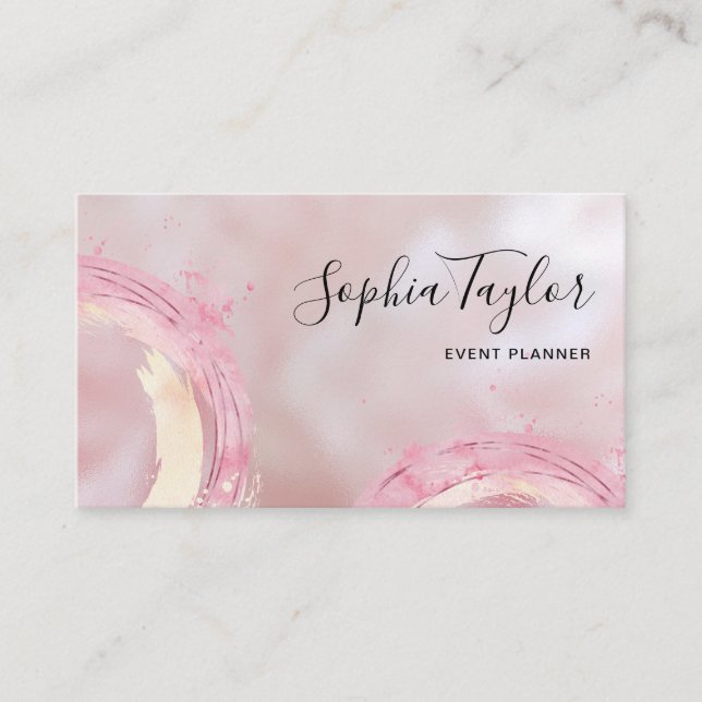 Modern Watercolor Circles Abstract Business Card (Front)