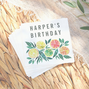 Modern Watercolor Citrus Birthday  Napkin