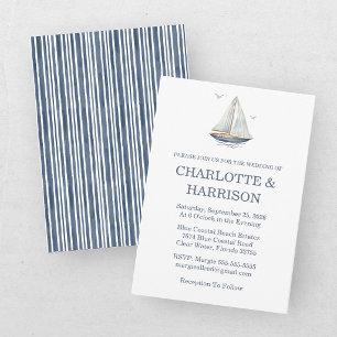 Modern Watercolor Coastal Seascape Wedding Invitation
