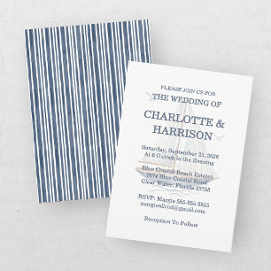 Modern Watercolor Coastal Seascape Wedding Invitation