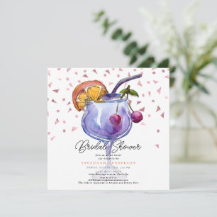 Modern Watercolor Cocktail Bridal Shower  Invitation