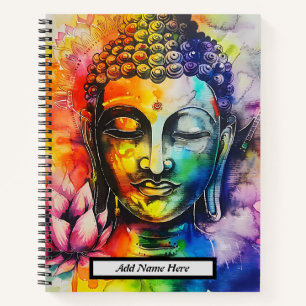 Modern Watercolor Colourful Buddha Customisable  Notebook
