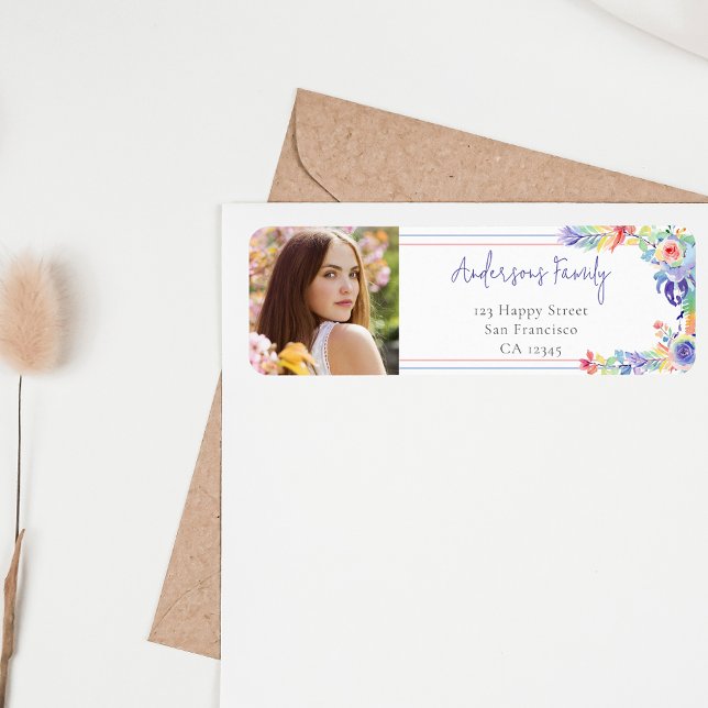 Modern Watercolor Colourful Floral Photo Graduatio (Creator Uploaded)