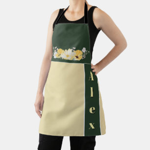 Modern Watercolor colourful Flowers & personalise Apron