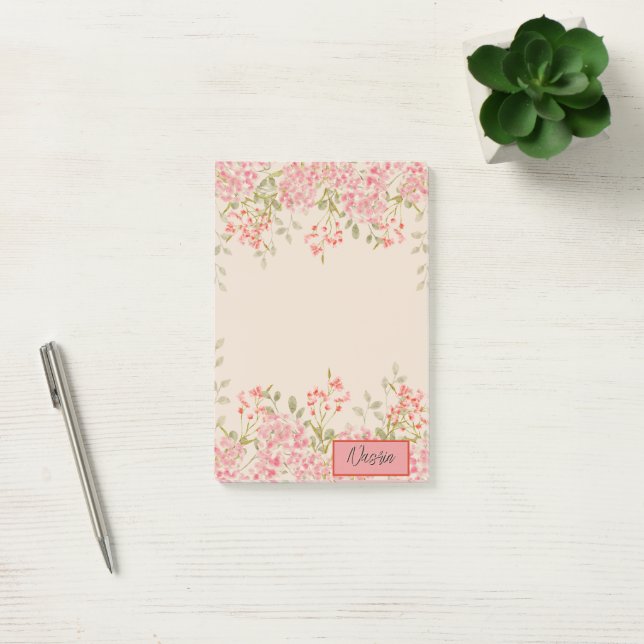 Modern Watercolor colourful  Flowers & personalise Post-it Notes (Office)