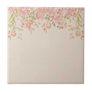Modern Watercolor colourful Flowers & personalise Tile