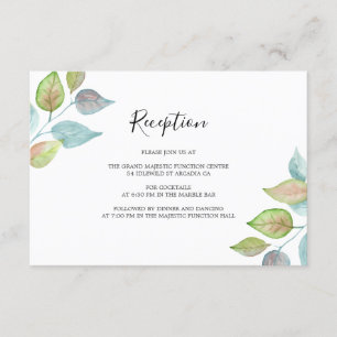 Modern Watercolor Colourful Leaf Wedding Reception Enclosure Card
