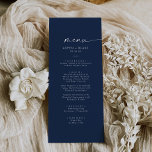 Modern Watercolor Coordinate | Blue Wedding Dinner Menu<br><div class="desc">This modern watercolor coordinate blue wedding dinner menu card is perfect for a stylish contemporary wedding. The simple navy blue and white design features unique industrial lettering typography with modern boho style. Customisable in any colour. Keep the design minimal and elegant, as is, or personalise it by adding your own...</div>