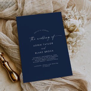 Modern Watercolor Coordinate Blue Wedding Invitation