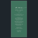 Modern Watercolor Coordinate | Green Wedding Menu<br><div class="desc">This modern watercolor coordinate green wedding dinner menu card is perfect for a stylish contemporary wedding. The simple emerald green and white design features unique industrial lettering typography with modern boho style. Customisable in any colour. Keep the design minimal and elegant, as is, or personalise it by adding your own...</div>