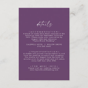 Modern Watercolor Coordinate Purple Wedding Detail Enclosure Card