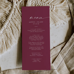Modern Watercolor Coordinate Red Wedding Menu