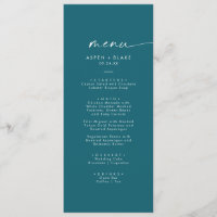 Modern Watercolor Coordinate | Teal Wedding Menu