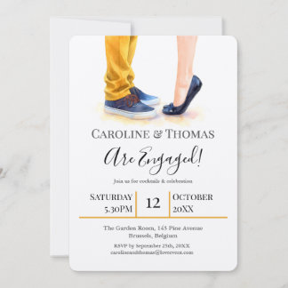 Modern Watercolor Couple Engagement Party Invitation