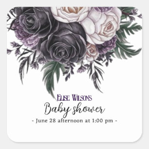 Modern watercolor cupcake baby shower2 square sticker