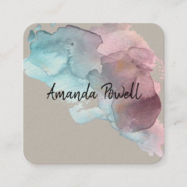 modern watercolor custom business cards templates (Front)