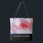 Modern watercolor custom text personalised wedding tote bag<br><div class="desc">Modern handpainted watercolor splatter,  red,  pink,  blue colours. Custom text: Mother of the Bride,   wedding bag,  personal name at the back.
You can easily change the text at the front in "Bridesmaid,  Made of Honour etc" and you can add a name at the back.</div>
