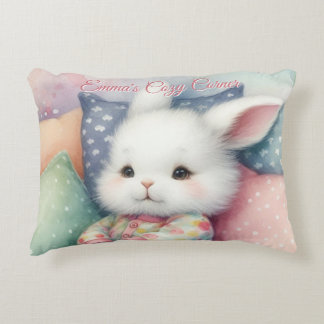 Modern Watercolor Cute Bunny Personalize Decorative Cushion