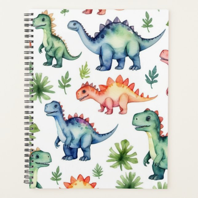 Modern Watercolor Cute Dinosaur Pattern 2025       Planner (Front)