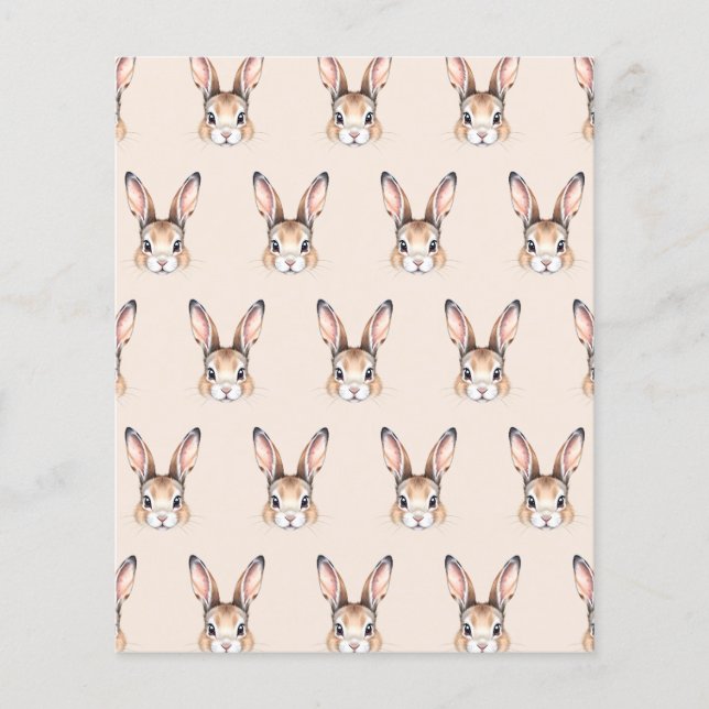 Modern Watercolor Cute Easter Bunny Face Paper (Front)