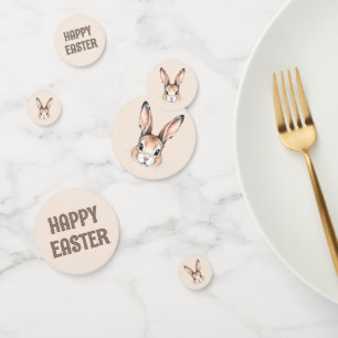 Modern Watercolor Cute Easter Bunny Neutral Confetti