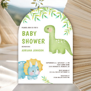 Modern Watercolor Cute Little Dinosaur Baby Shower Invitation